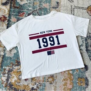 New York 1991 White T Shirt Women’s Crop S